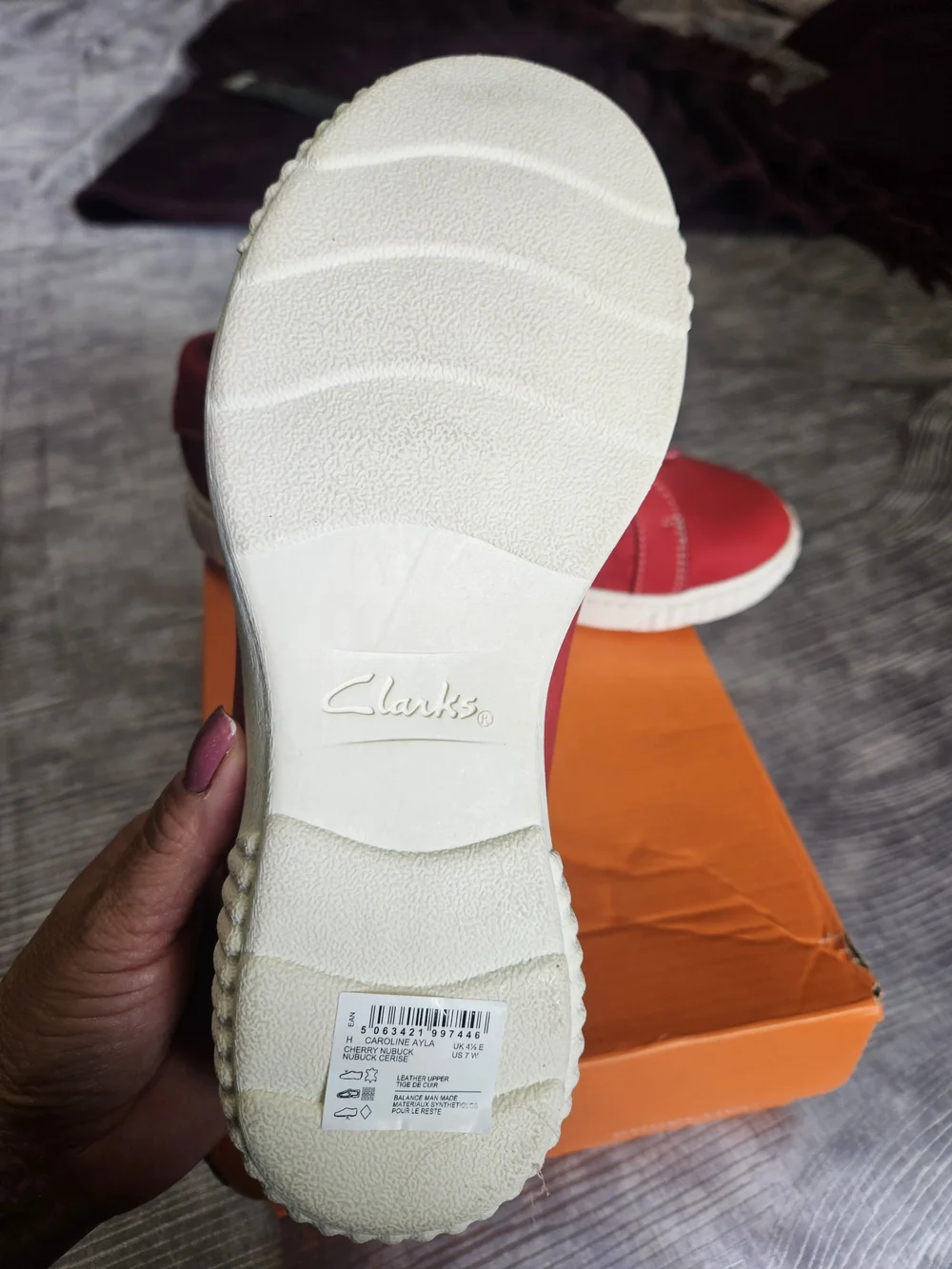 Clarks Red Lace-Up Sneakers with Side Zip and White Sole